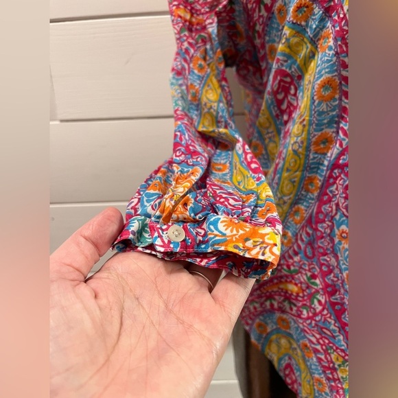 🩷 LAUREN RALPH LAUREN PETITE – Multicolour Paisley Ruffle Blouse – Size PL/G - Picture 11 of 11